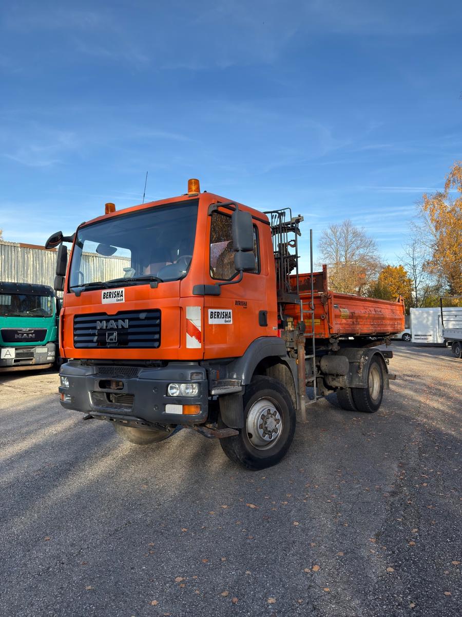 MAN TGM 13.240 4x4 BL 3 Seiten Kipper Fasst F80 Kran