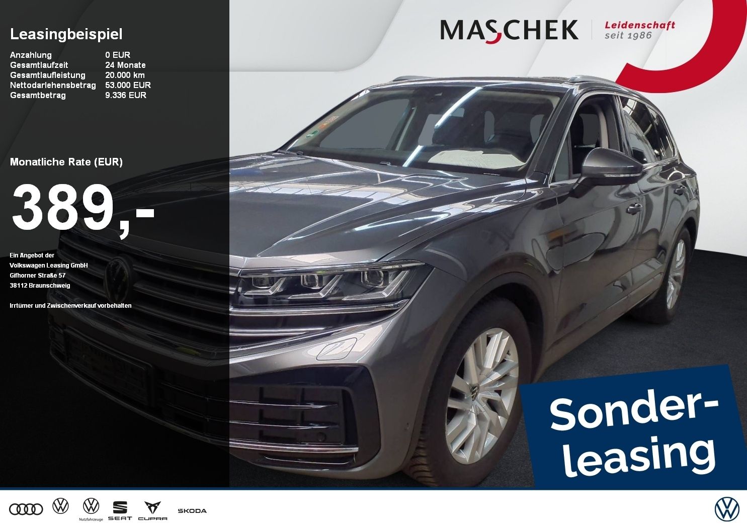 Volkswagen Touareg Elegance 3.0 TDI Sonderleasing ohne zzgl