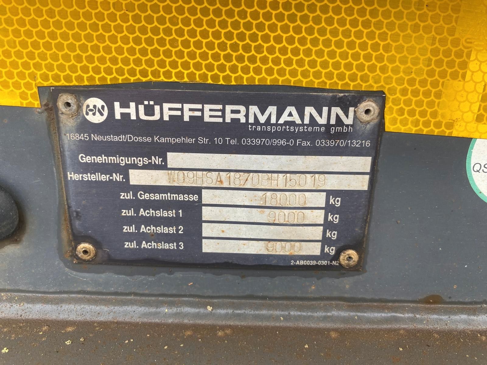 Fahrzeugabbildung Hüffermann HSA 1870 / Abrollanhänger