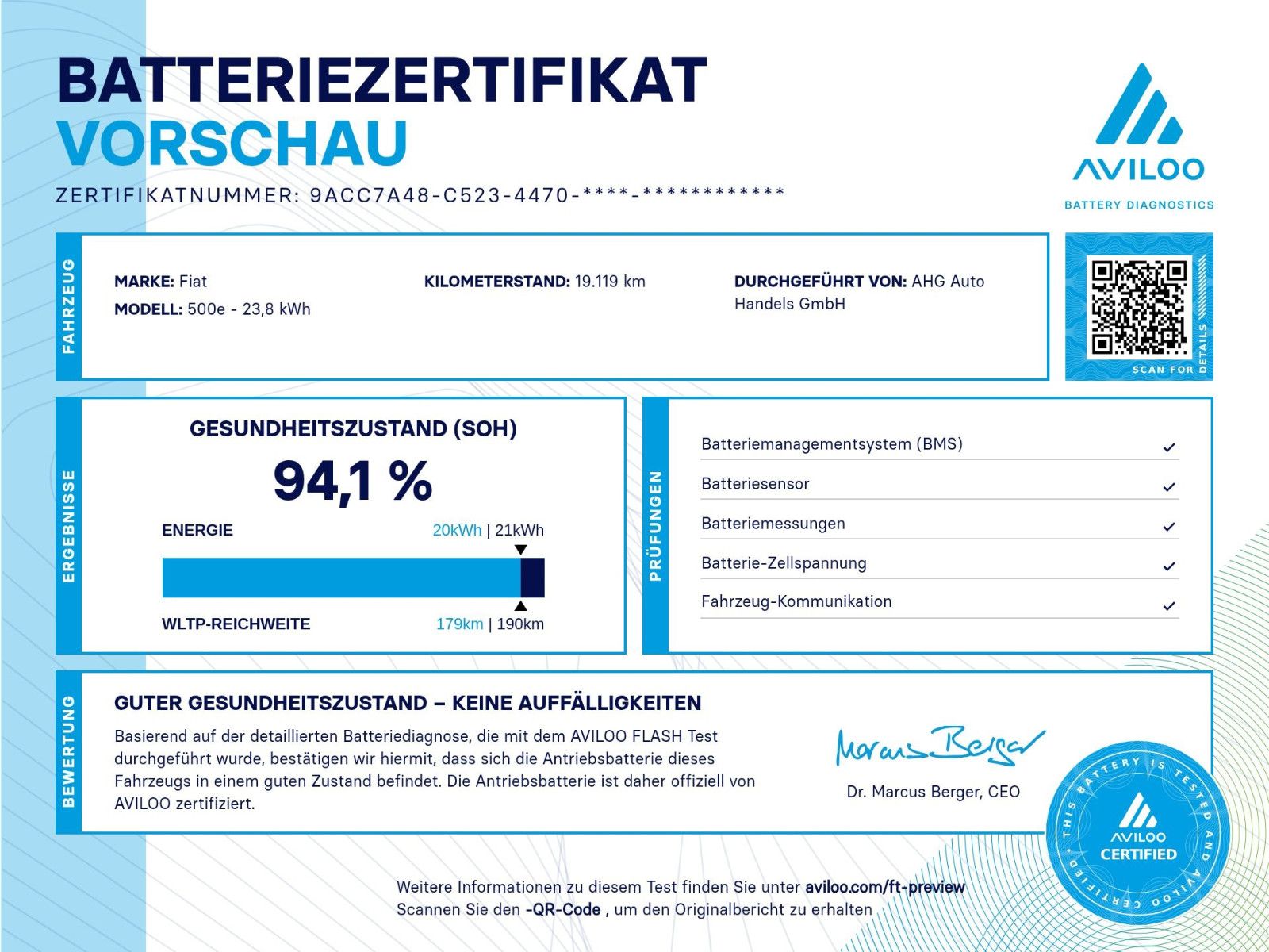 Fahrzeugabbildung Fiat 500e Icon DC-LADEN/NAVI/CARPLAY/DAB/SOH
