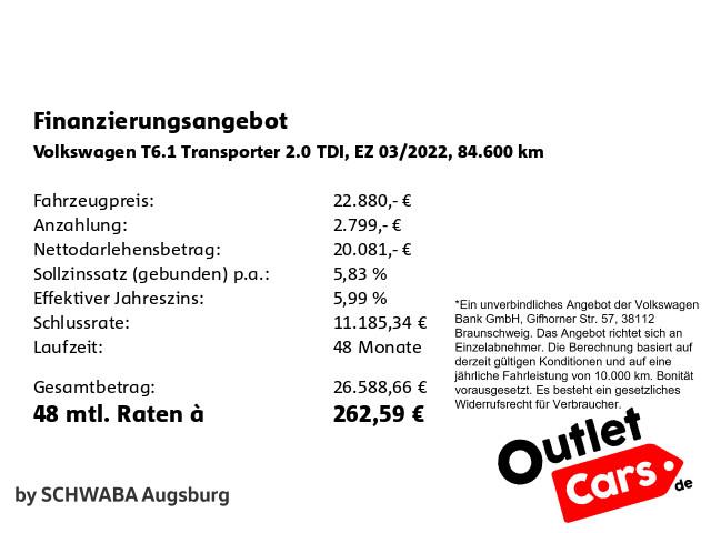 Volkswagen T6 Transporter T6.1 Transporter Kasten 2.0TDI LR*SORTIMO*ab 299, миниатюра 4