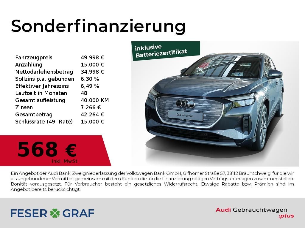 Audi Q4 45 e-tron qu 210 kW Pano,LED,Navi,Sportsitze