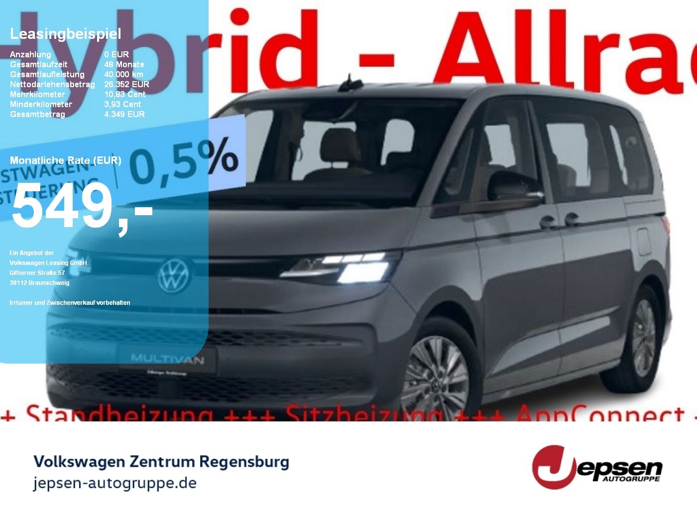 Volkswagen T7 Multivan Hybrid 4MOTION Allrad Stand-Heizung