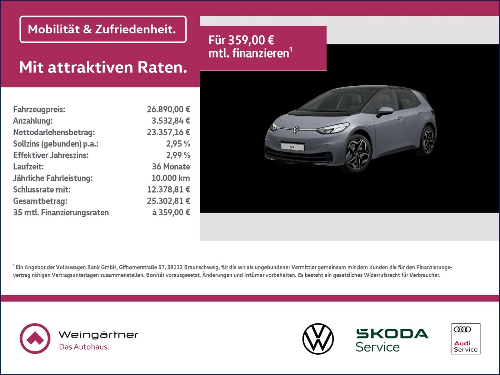 ID.3 Pro Performance, Wärmepumpe, Navi, ACC, Rea