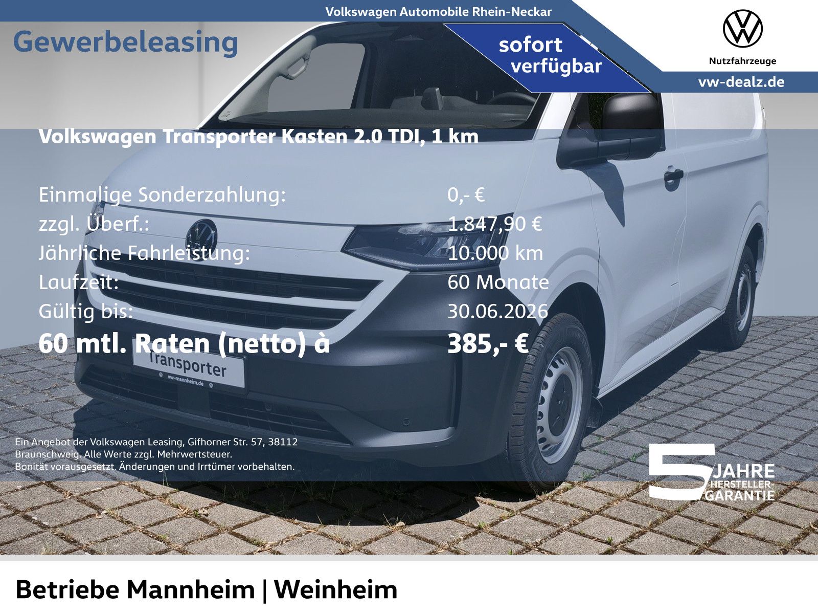 Volkswagen Transporter Kasten 2.0 TDI Klima AHK Holzboden