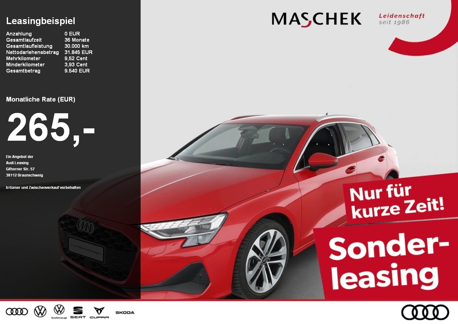 Audi A3 Sportback Sonderleasing ohne zzgl Kosten! AHK