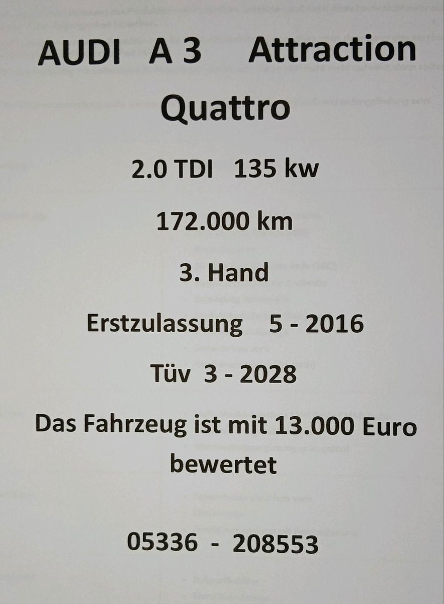 AUDI Audi A3 Attraction Quattro