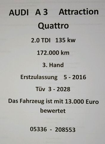 AUDI Audi A3 Attraction Quattro