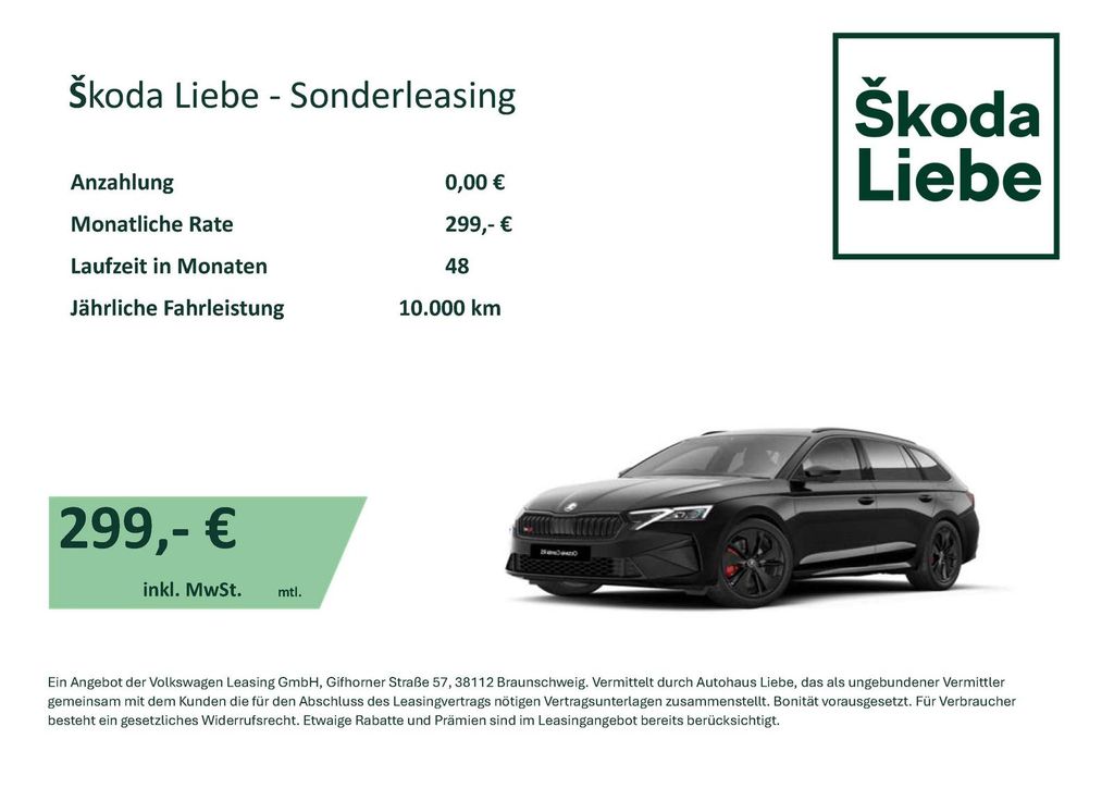 OCTAVIA COMBI RS 2,0TSI  299€ MTL LEASING RATE%%