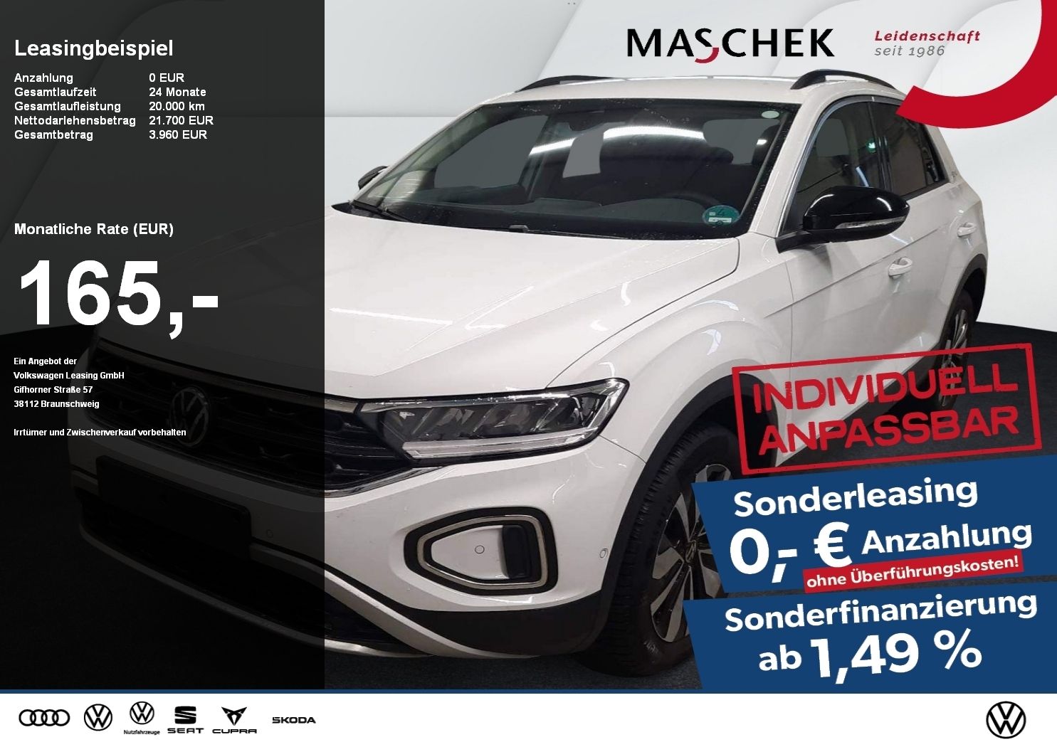 Volkswagen T-ROC Goal 1.0 TSI Sonderleasing ohne zzgl Koste