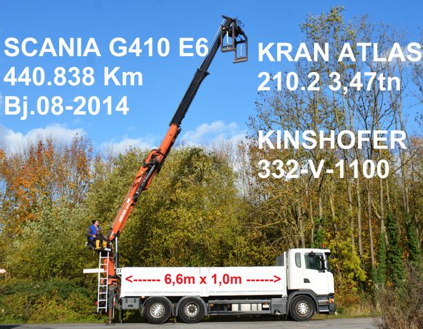 Scania G410 6x2 KRAN ATLAS 210.2 BAUSTOFF