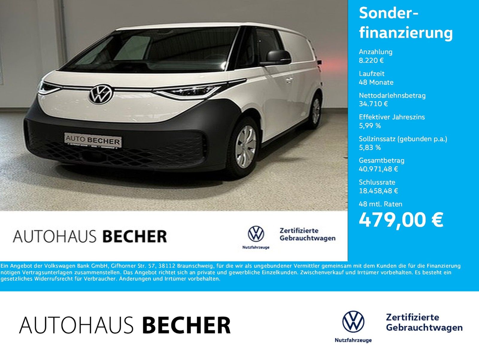 Volkswagen ID. Buzz Cargo 1-Gang-Automatik /AHK/Rückfahrkam