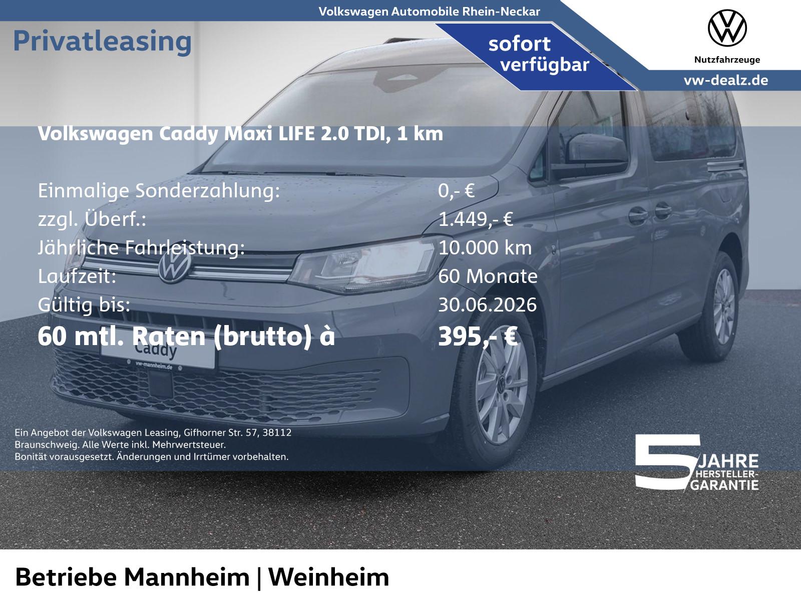 Volkswagen Caddy Maxi Life 7-Sitzer 2.0 TDI Klima AHK DAB