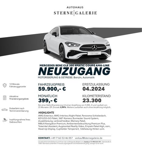 MERCEDES-BENZ CLE 300 4M/AMG-LINE/PANO/NIGHT/360°