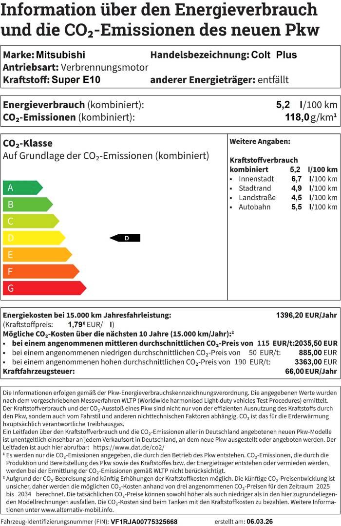Fahrzeugabbildung Mitsubishi Colt  Plus