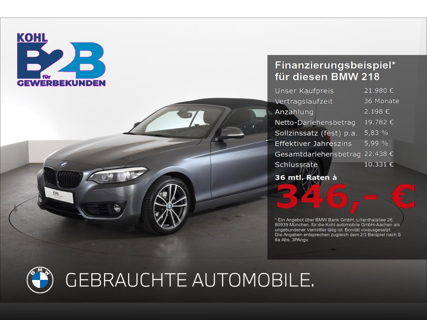 BMW 218 i Cabrio Sport Line **nur an Gewerbekunden**