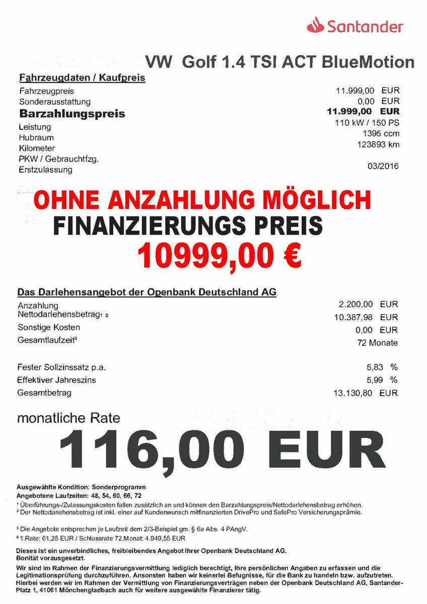 Volkswagen Golf VII Lim. Allstar BMT***MTL.RATE 116 €***