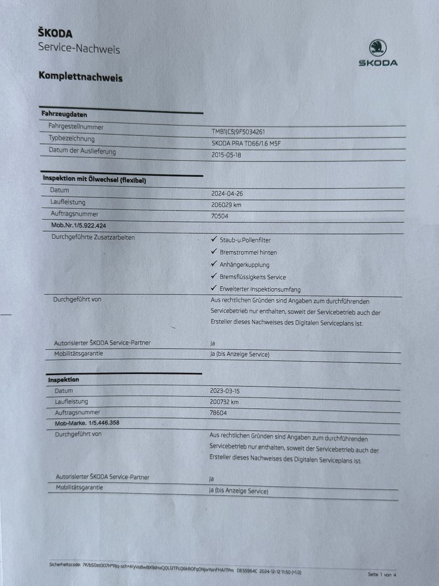 Fahrzeugabbildung SKODA Roomster Praktik 1.6 TDI 1.HAND SKODA SCHECKHEFT
