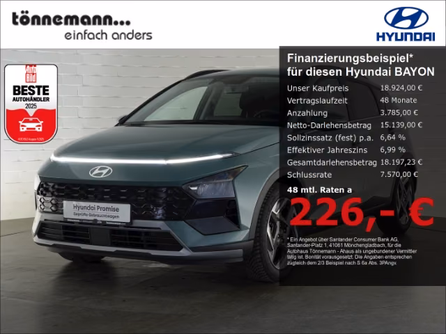 Hyundai BAYON FACELIFT T-GDI PRIME+VOLL LED+NAVI+RÜCKFAH