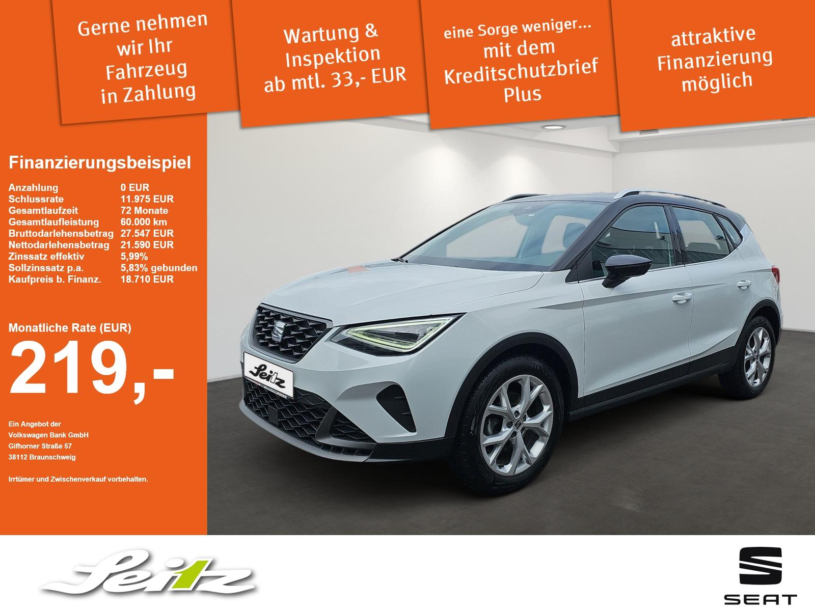 Seat Arona 1.0 TSI FR *NAVI*PARKSENSOR*SITZHZG*