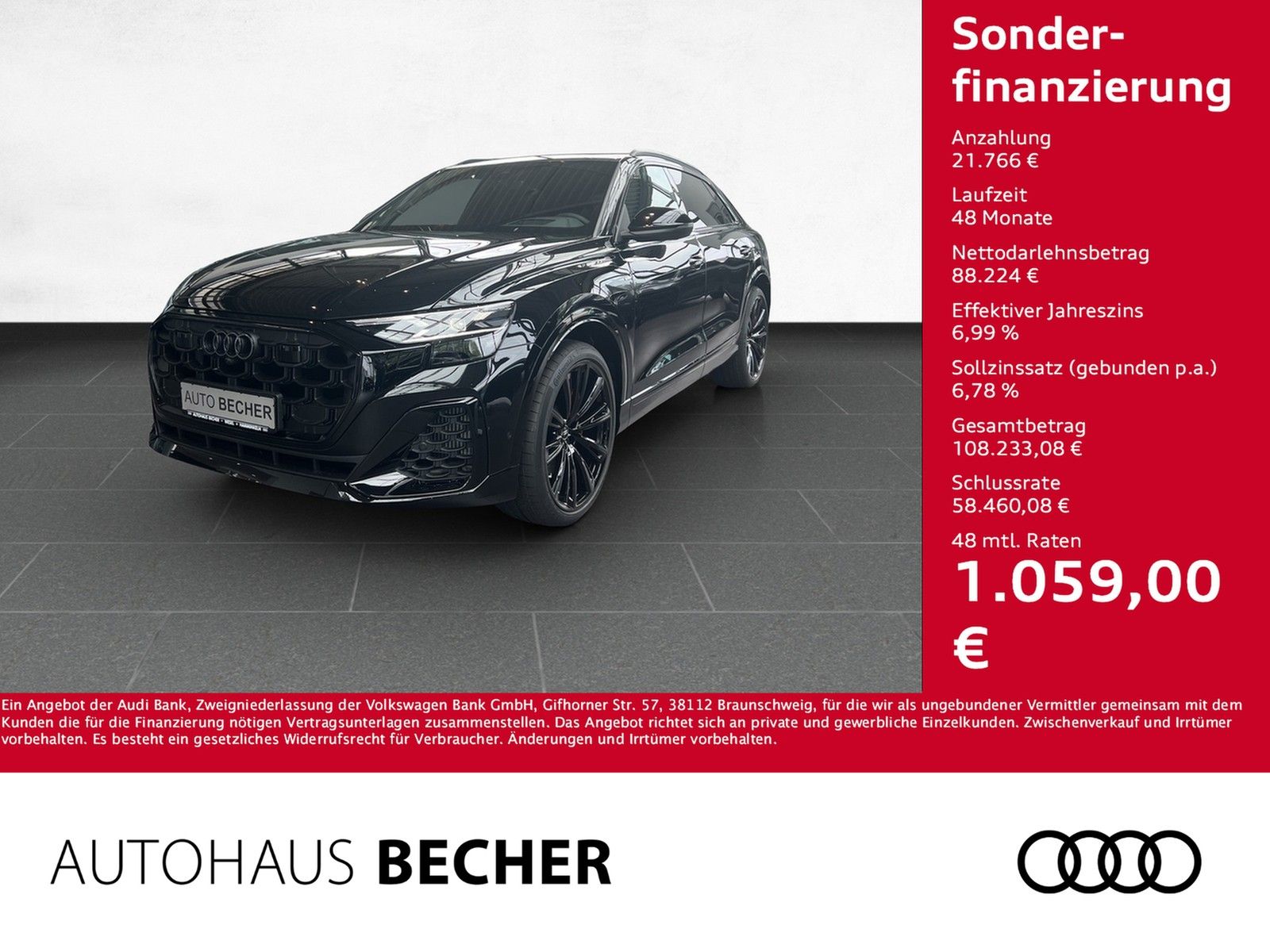 Audi Q8 S line TFSIe quattro 360 kW tiptr. /AHK/Navi