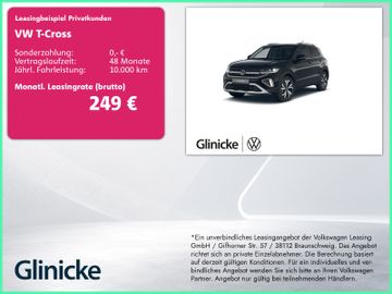 Volkswagen Leasingangebot: Volkswagen T-Cross Style 1.0 l TSI 85 kW (116 PS) 7-Gang-Do