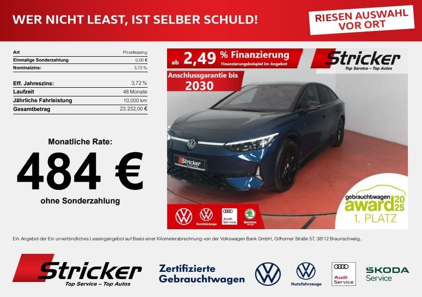 Volkswagen ID.7 GTX 250 86 484,-ohne AHK Pano H&K