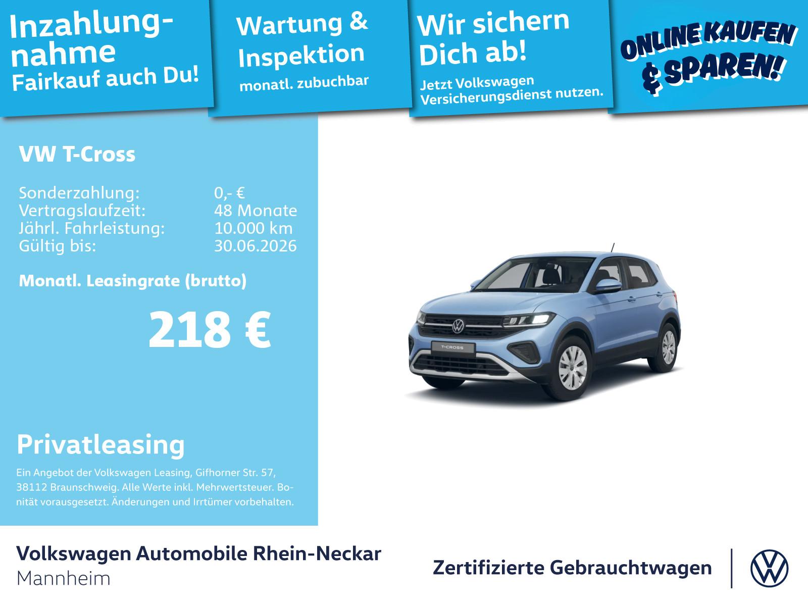 Volkswagen T-Cross 1.0 TSI GAR 2030 App-Connect PDC LED uvm