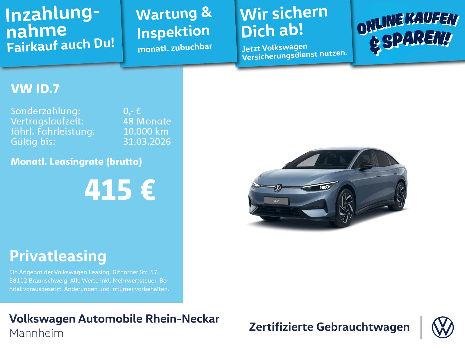 Volkswagen ID.7 Pro 210 kW GAR 2030 AHK Navi Kamera uvm