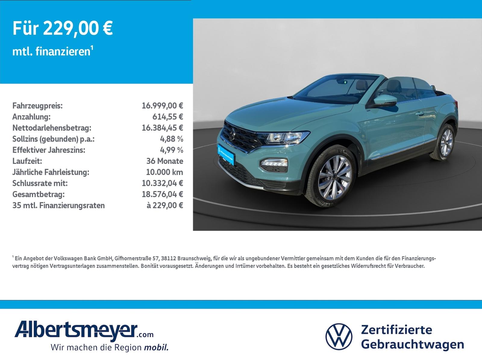 Volkswagen T-Roc Cabriolet 1.0 TSI Style +NAVI+SITZHEIZUNG+