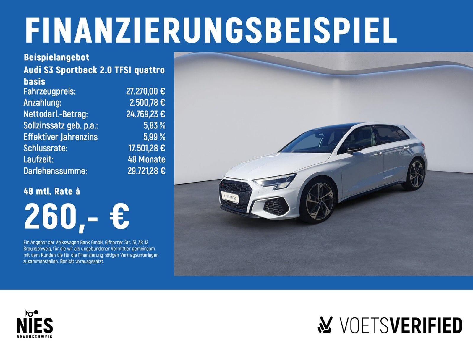 AUDI S3 Sportback 2.0 TFSI quattro basis MATRIX-LED