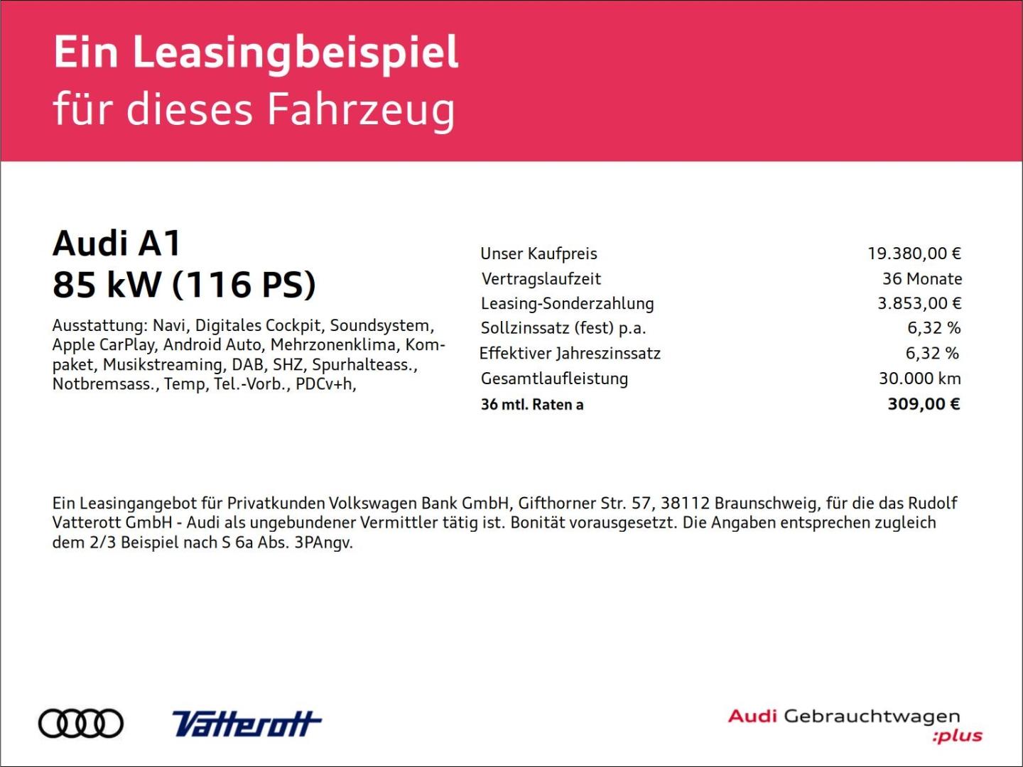 Audi A1 Sportback 30 TFSI Advanced Navi virtCockpit S