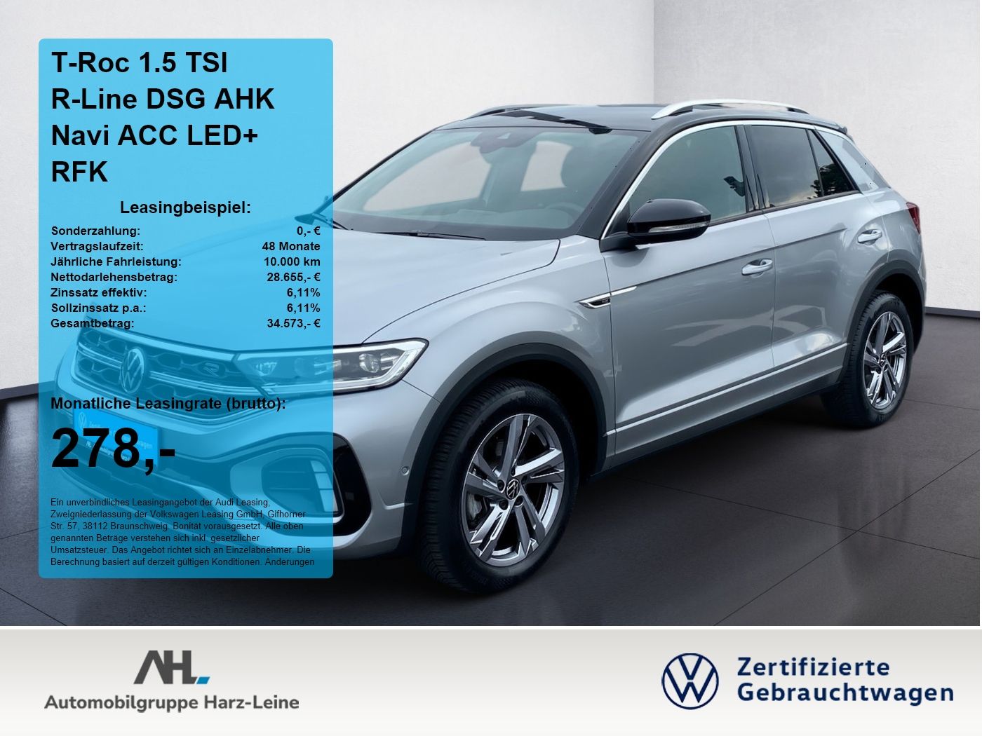 Volkswagen T-Roc 1.5 TSI R-Line DSG AHK Navi ACC LED+ RFK
