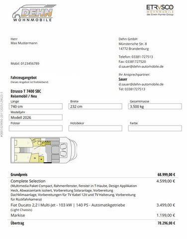Etrusco T 7400 SBC 7.093,00 € Sondernachlass!