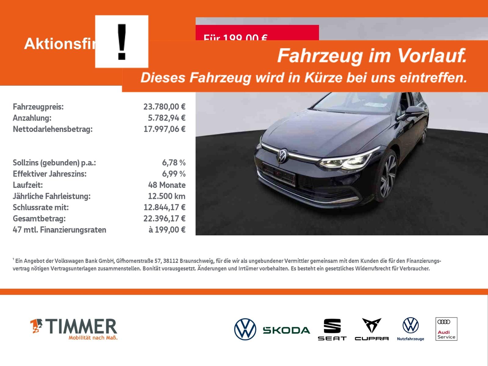 Volkswagen Golf VIII 1.0 eTSI DSG STYLE +AHK +LED +ACC +RKA