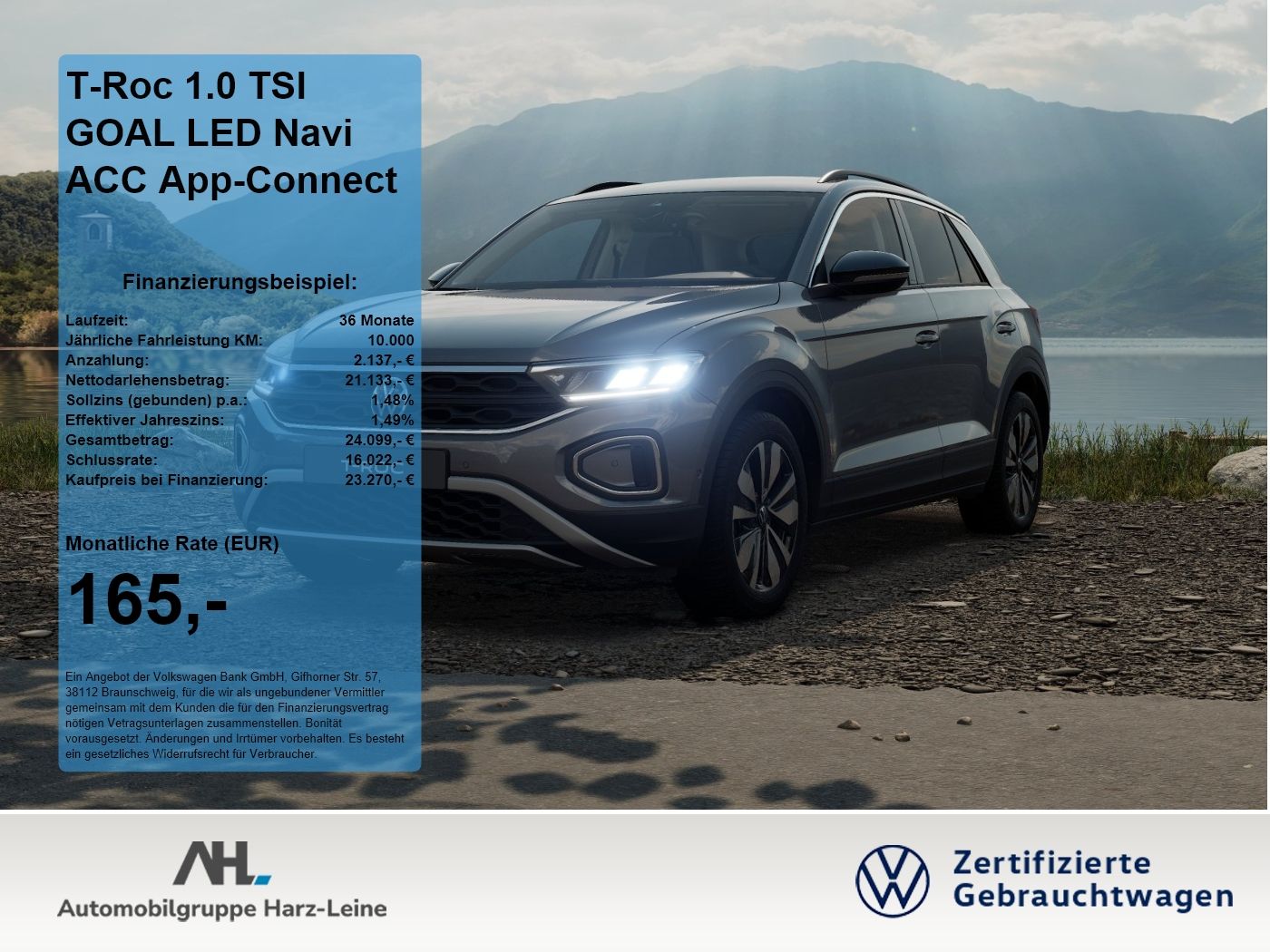 Volkswagen T-Roc 1.0 TSI GOAL LED Navi ACC App-Connect ACC
