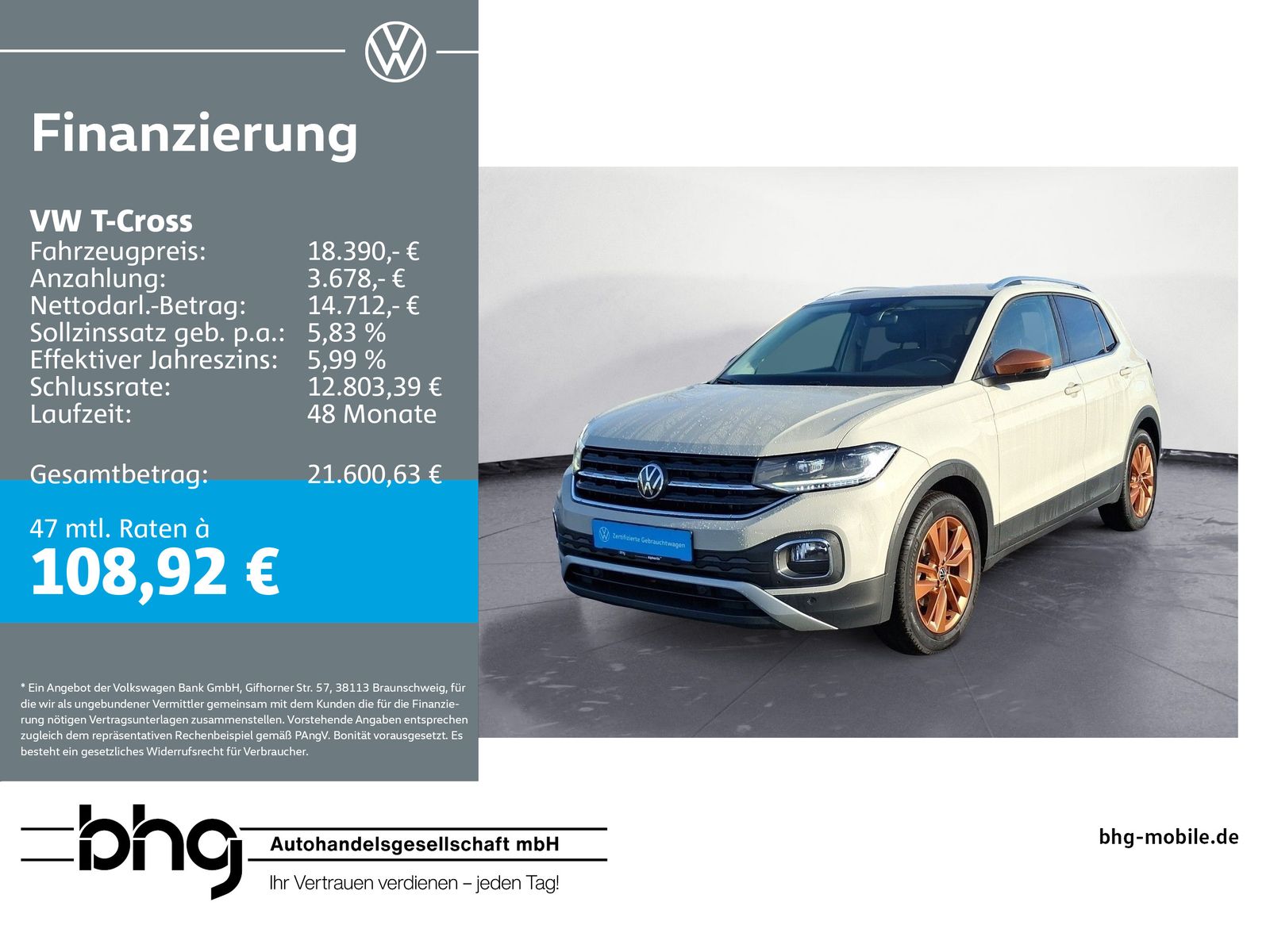 Volkswagen T-Cross 1.0 TSI Penny Copper PDC AirCareClimatro