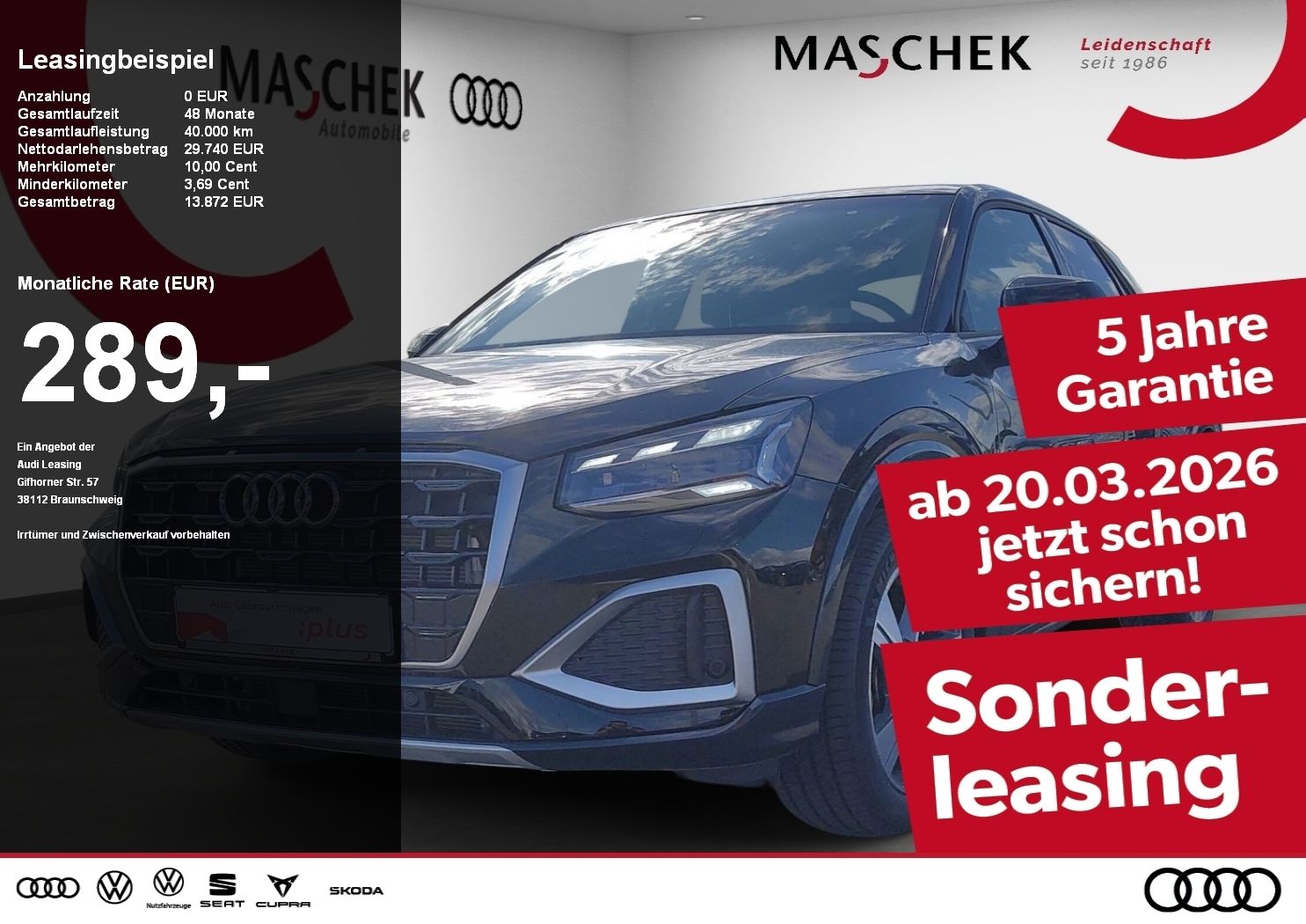 Audi Q2 Advanced 30 TFSI Matrix Naviplus AHK Pano VC