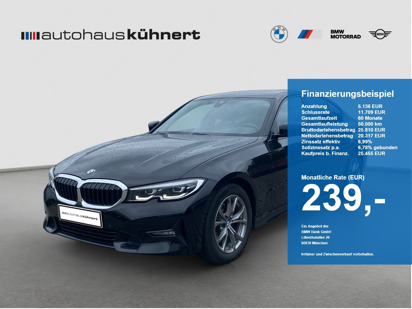 BMW 320d Limousine Sport Line LED DrvAss AHK HUD RFK