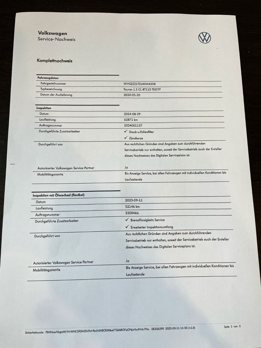 Fahrzeugabbildung Volkswagen Touran 1.5 TSI DSG  NAVI ACC 7-SITZE GANZJ. RFN.