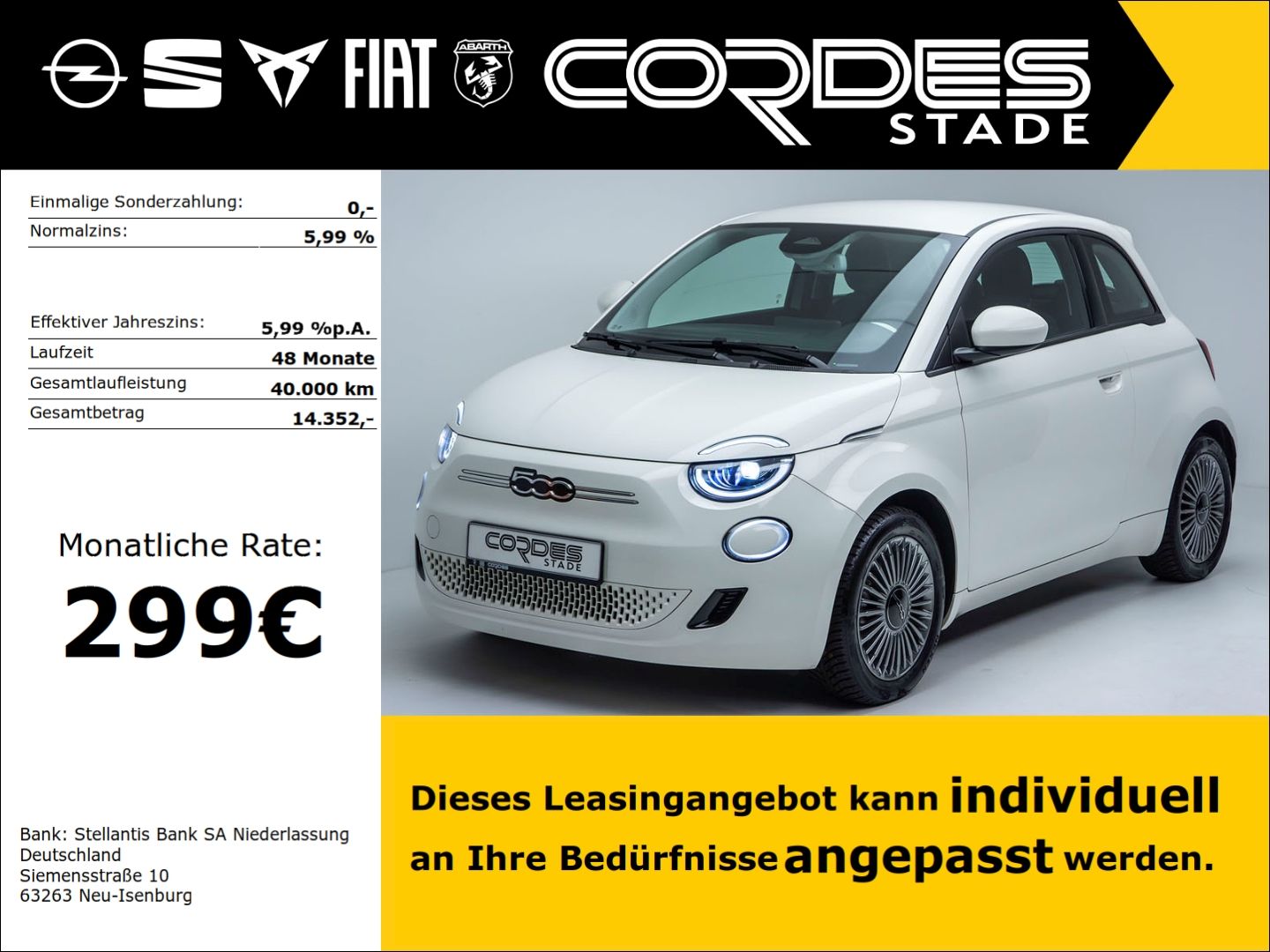 Fiat 500e Icon Automatik Allwetterreifen Kamera Navi 