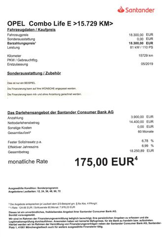 Fahrzeugabbildung Opel Combo Life E 1,2 T >15.729KM/Sitzheiz/PDC<