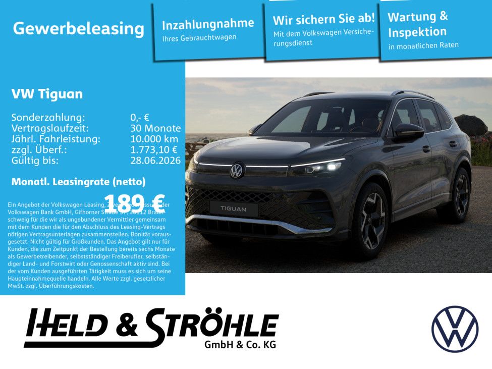 Volkswagen Tiguan R-Line 2.0lTDI Gewerbeleasing ab 189€ Net