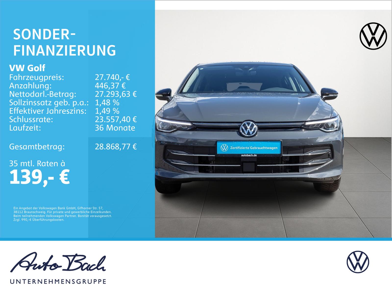 Volkswagen Golf VIII 1.5 TSI DSG Goal, Navi, LED, AHK, Rück