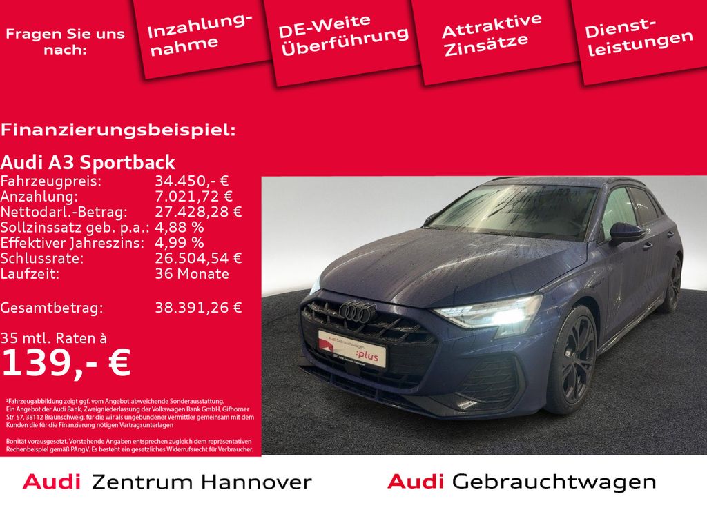 A3 Sportback S line 35 TFSI Kamera Navi virtual