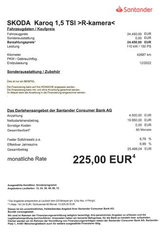 Fahrzeugabbildung Skoda Karoq 1.5 TSI ACT >Rückfahrkam/LED/PDC/SHZ