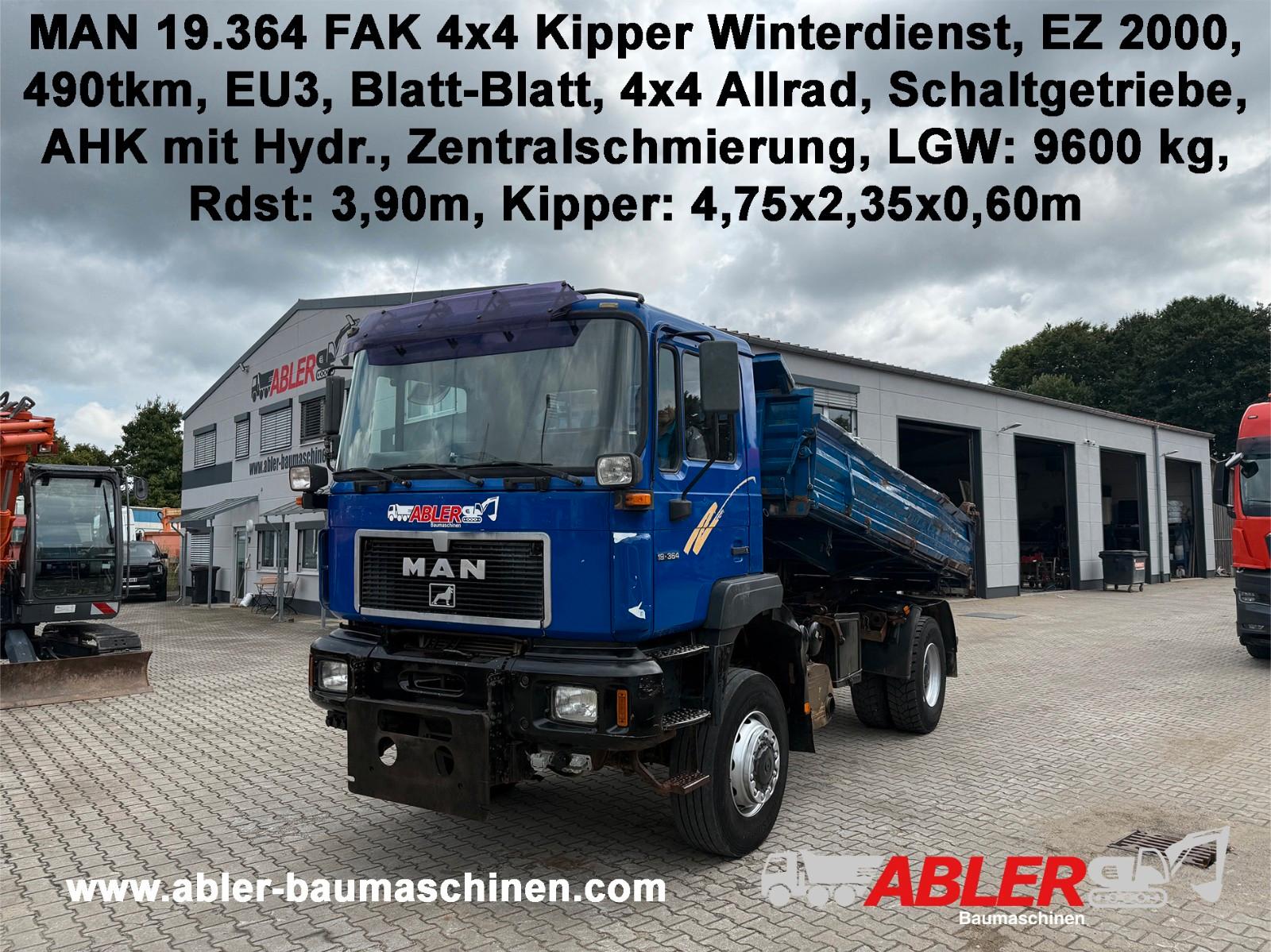 MAN 19.364 FAK 4x4 3-Seiten-Kipper Winterdienst AHK