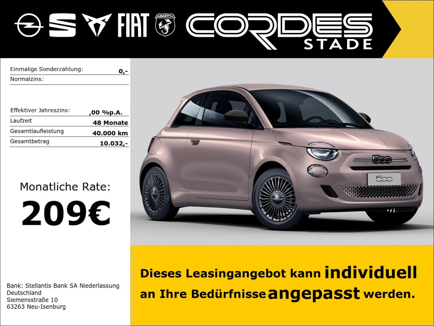 Fiat 500 Hybrid Limousine  ICON, SHZ, Kamera 209 € oh