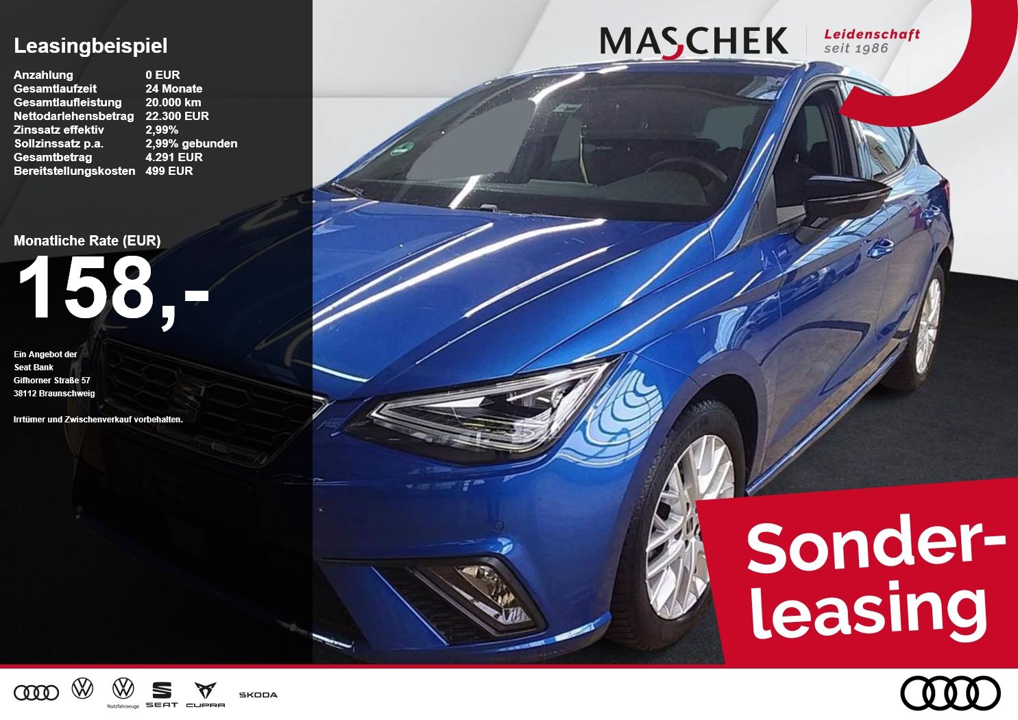 Seat Ibiza FR 1.5 TSI DSG Sonderleasing Navi RearView