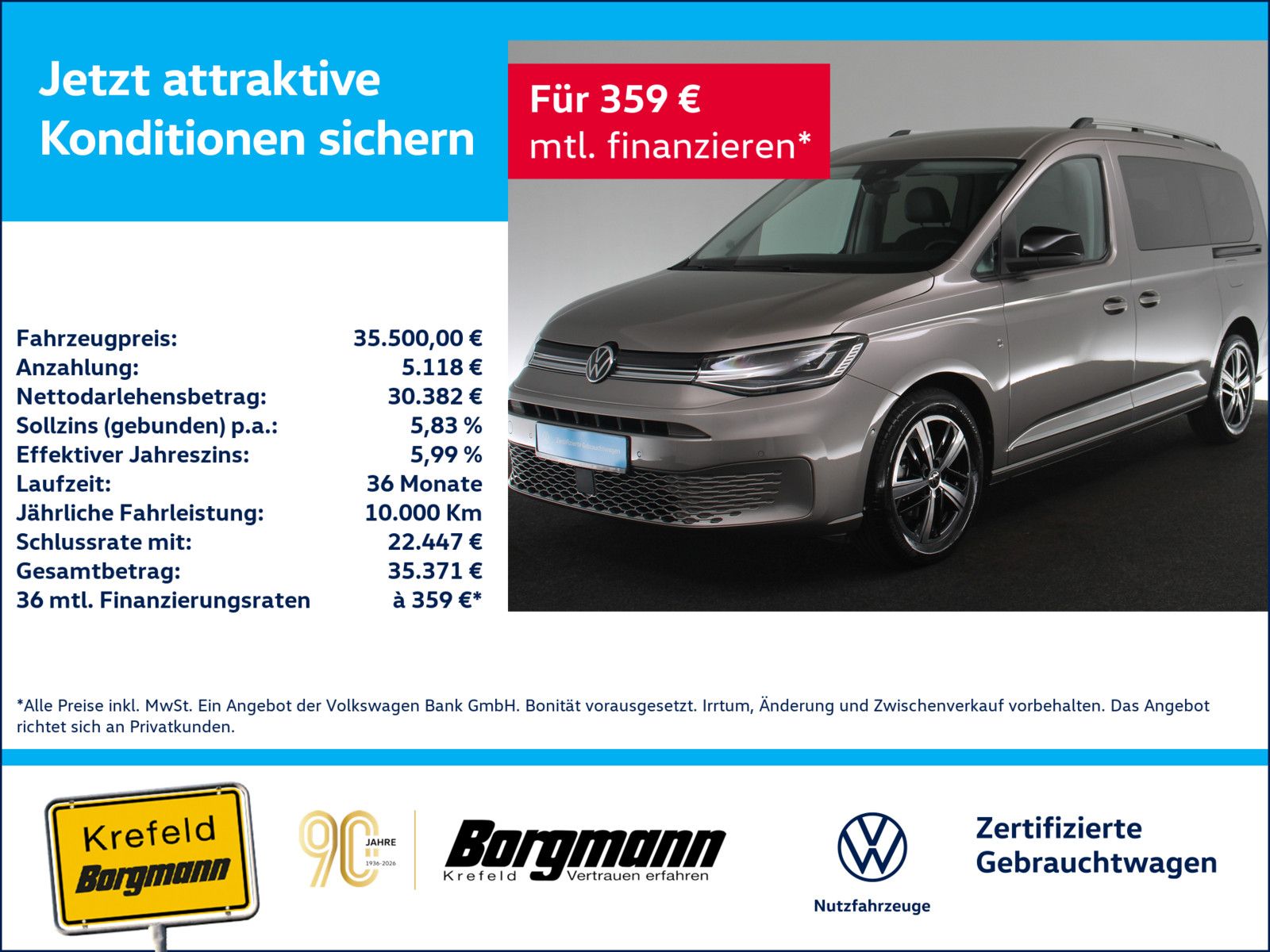 Volkswagen Caddy 2.0 TDI Maxi Style 7-SITZER LED ACC NAVI